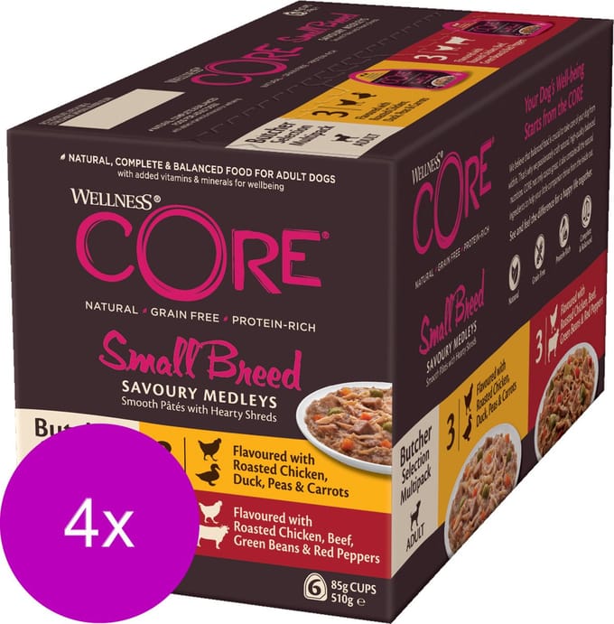 Wellness Core Small Breed Savoury Butcher Multi-Pack - Hondenvoer - 4 x Mix 6x85 g