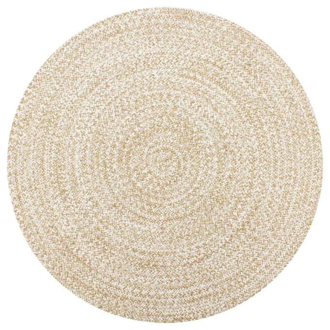 vidaXL - Vloerkleed - handgemaakt - 90 - cm - jute - wit - en - naturel
