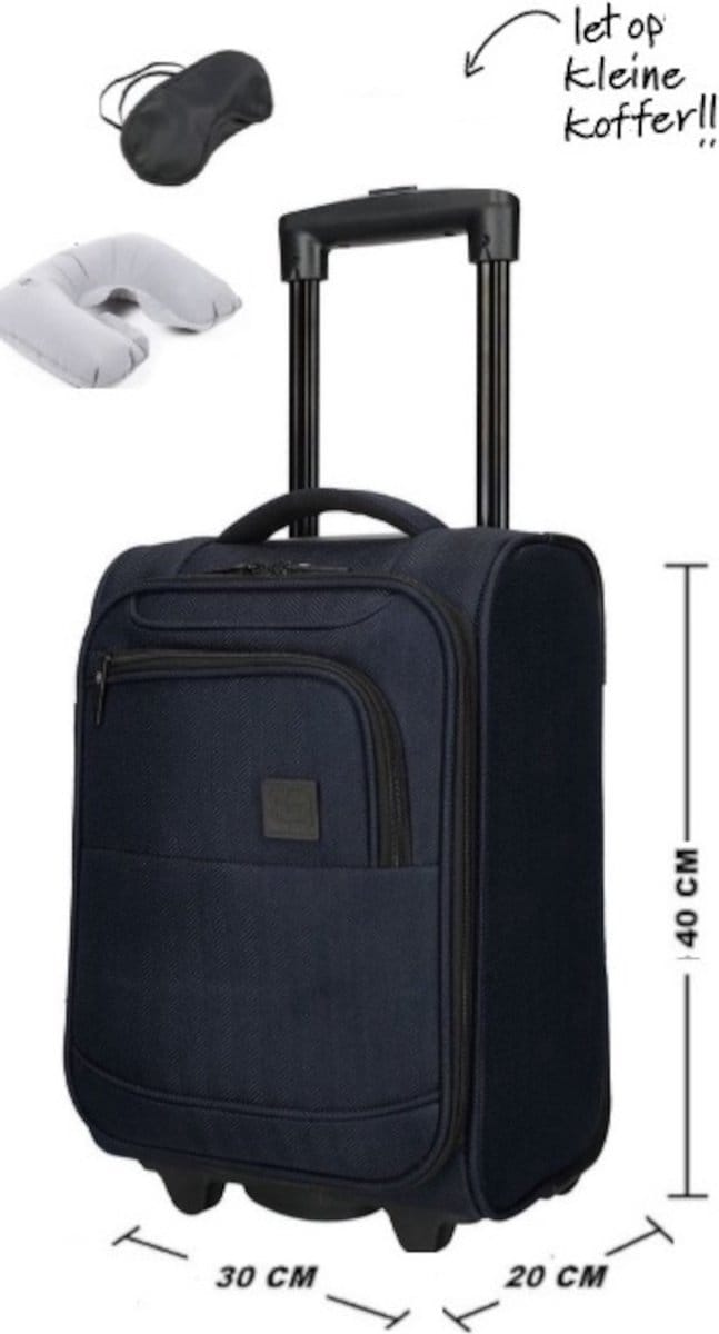 Handbagage Koffer 40x30x20 cm - Underseater Koffer - Navy - Let op Extra klein !!
