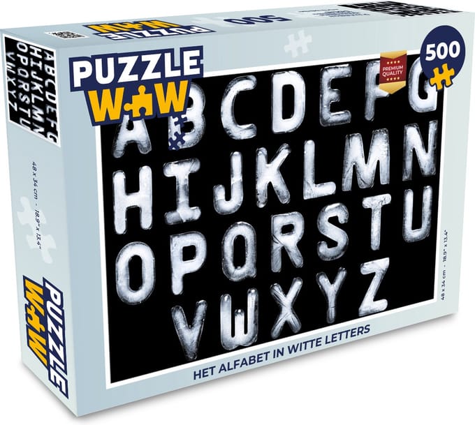 Puzzel Het alfabet in witte letters - Legpuzzel - Puzzel 500 stukjes
