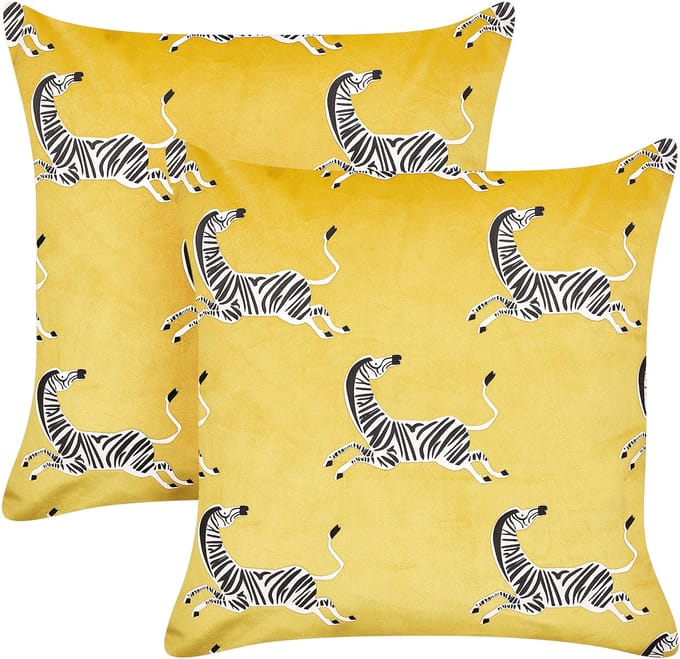 ACONITUM - Sierkussen set van 2 - Geel - 45 x 45 cm - Fluweel