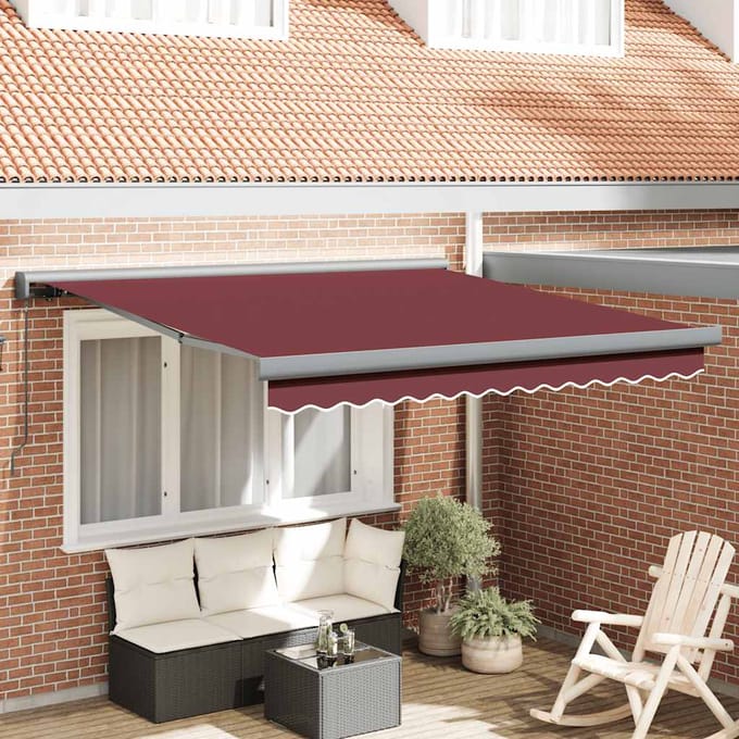 vidaXL - Luifel - handmatig - uittrekbaar - 300x250 - cm - bordeauxrood