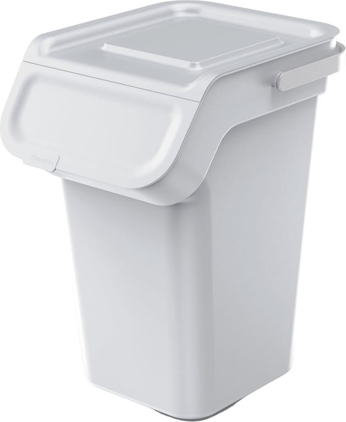 Prosperplast Keden - Afvalemmer / Prullenbak met actief koolfilter - 25L - as wit