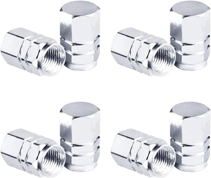 Set van 8 Aluminium Ventieldoppen voor Auto en Motor - Stofdicht en Duurzaam (Zilver)