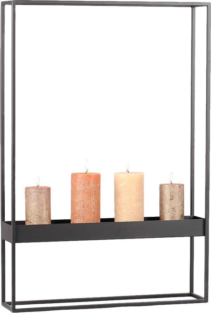 Rasteli - Kaarsenhouder - metaal - zwart - D48 x H71 cm
