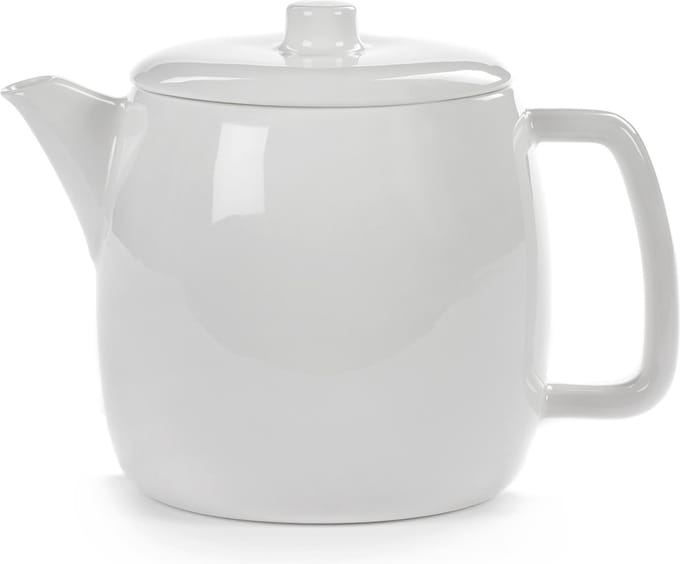 Theepot met infuser VVD wit geglazuurd