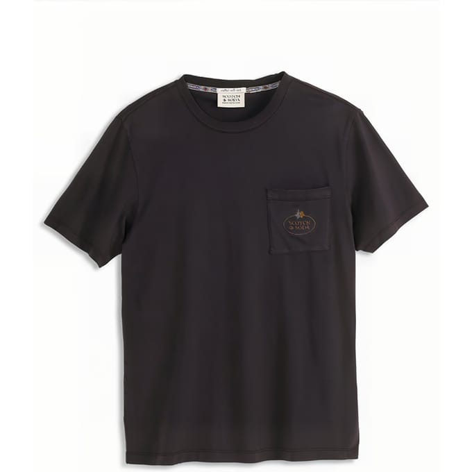 Scotch & Soda Garment Dyed Ss Pocket Tee Black Taglia: S | Magliette basic Outlet | Uomo | Nero