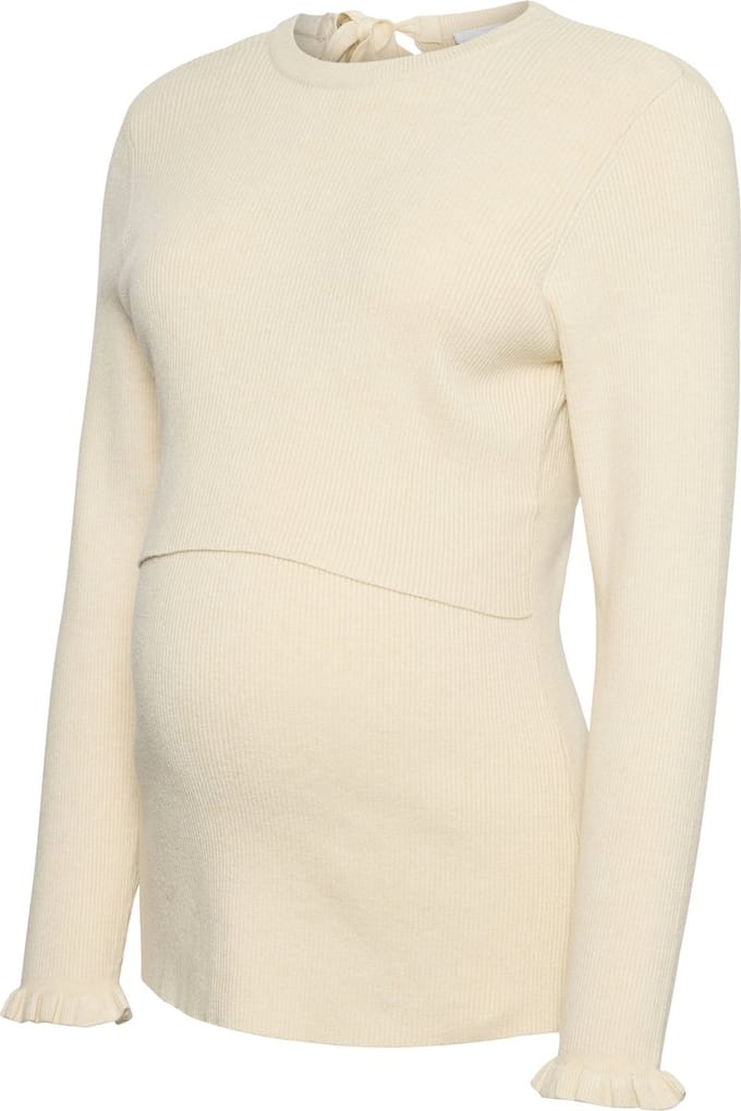 Mama Licious Gebreide pullover Regular fit O-hals Mouwuiteinden met ruches Top