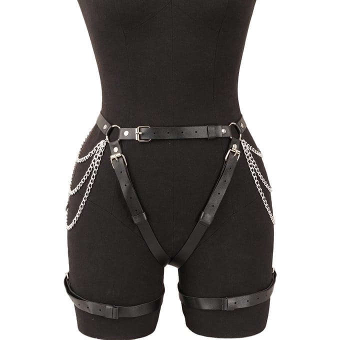 Dames Gothic PU Leer Riem Ketting Kousenband Dij Girdle Girdle Banden gray