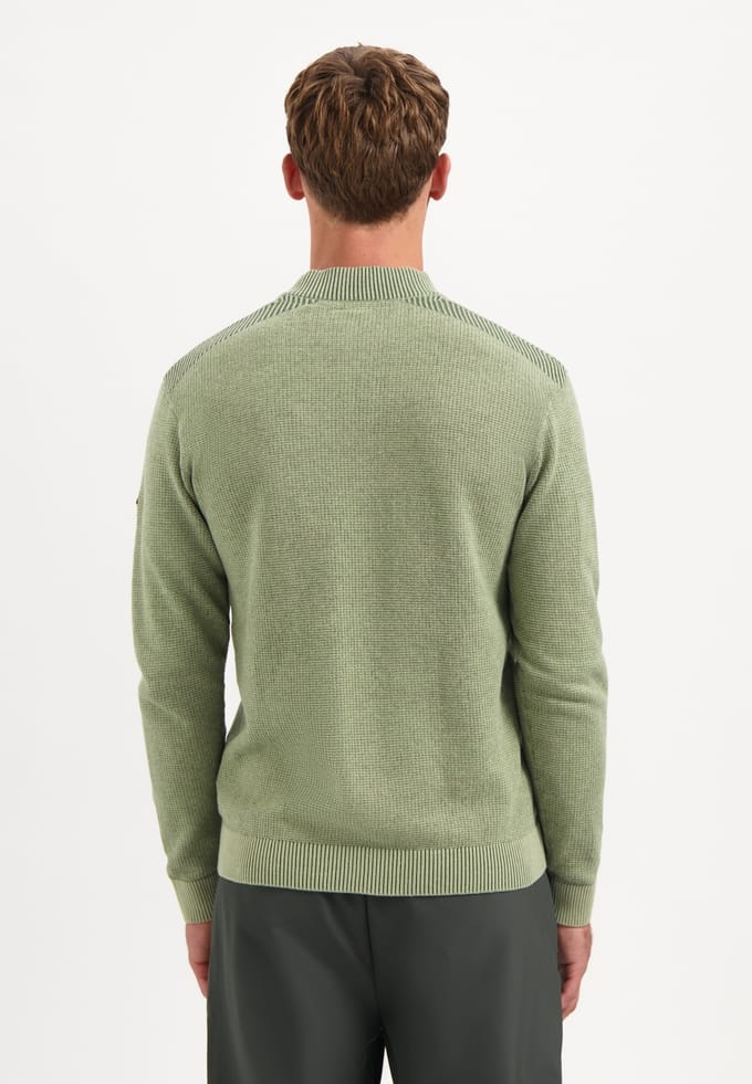 No Excess Pullover Half Zip Plated Structure Knit Light Moss Größe: 3XL | Pullover Outlet | Herren