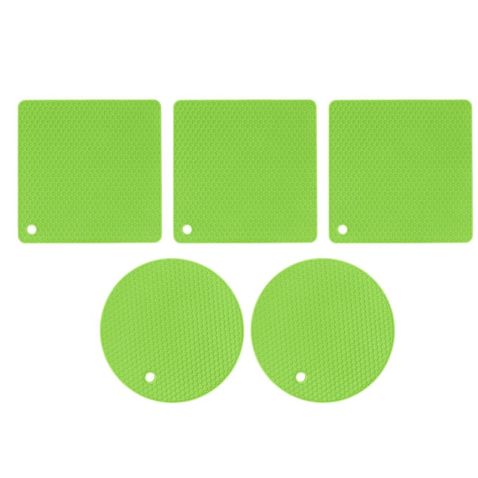 5 STUKS 2 Rond 3 Vierkant Siliconen Honingraat Mat Multifunctionele Onderzetters voor Hete Gerechten Tafels Groen groen