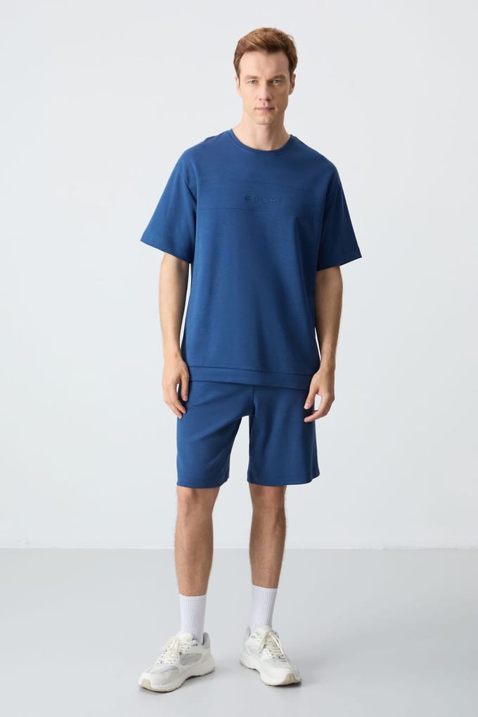 Heren Oversized Katoenmix T-Shirt en Shorts Set