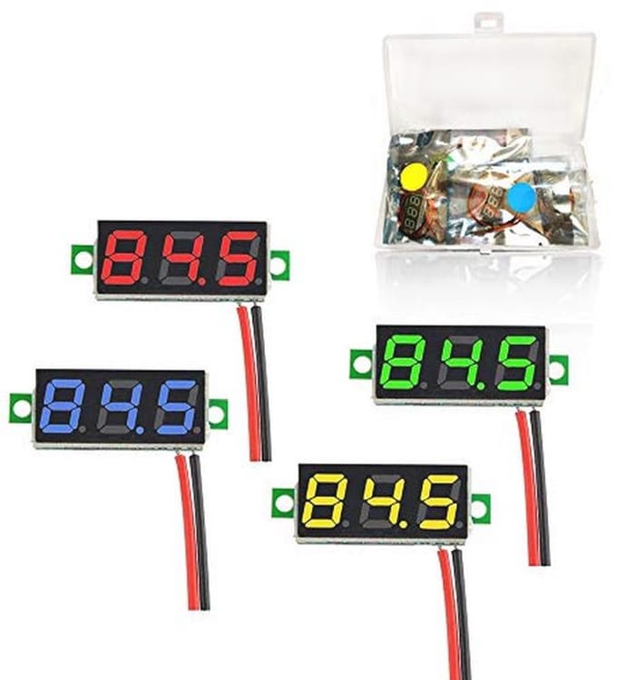 Mini Digitale LED Voltmeter 2-Draads 4-delig - DC 2.4V tot 30V Display met Bescherming