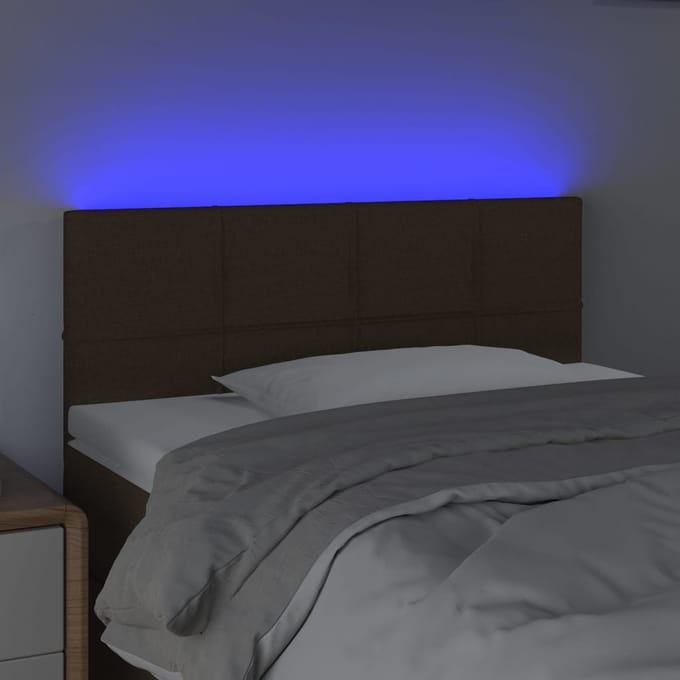 vidaXL - Hoofdbord - LED - 80x5x78/88 - cm - stof - donkerbruin