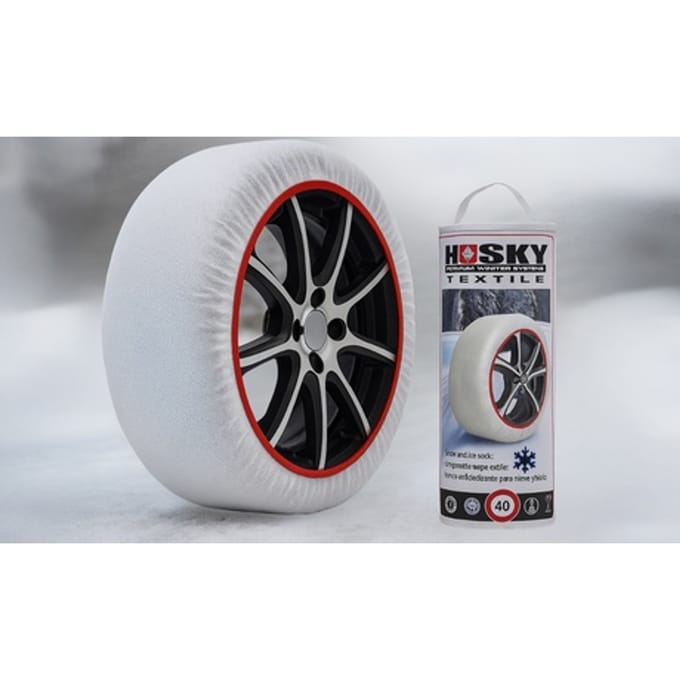 Chaussettes à neige - Textile - 2 pièces - Compatible 195/75-14 à 255/35-20 - Couleur Blanc - Voiture blanc