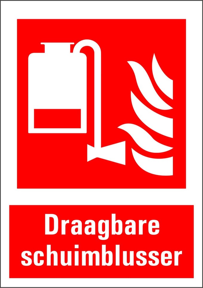 Draagbare schuimblusser sticker met tekst 210 x 297 mm