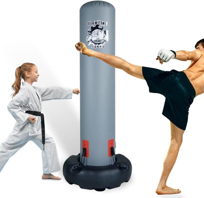 MKSS® Boksbal Staand - Boxbal Volwassenen - Bokszak - Grijs