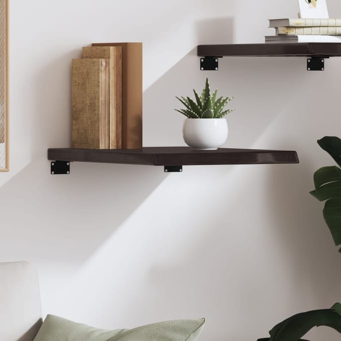 vidaXL - Wandschap - 40x60x(2-4)cm - behandeld - massief - eikenhout - donkerbruin