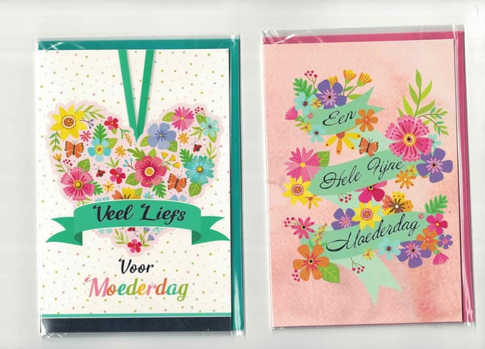 Wenskaarten - Moederdag - voor moeder - Mama - liefste mama - set van 2 - 2 stuks