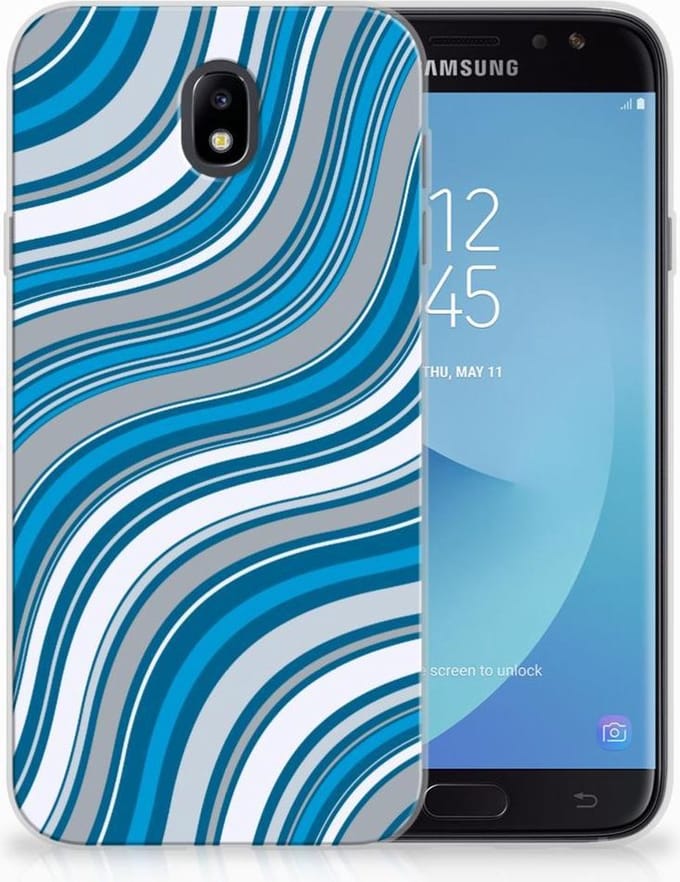 Back Cover voor Samsung Galaxy J7 2017 | J7 Pro TPU bumper Waves Blue