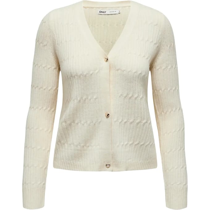 Only onlkatia ls cable v-neck cardi knt 15310902 whitecap gray