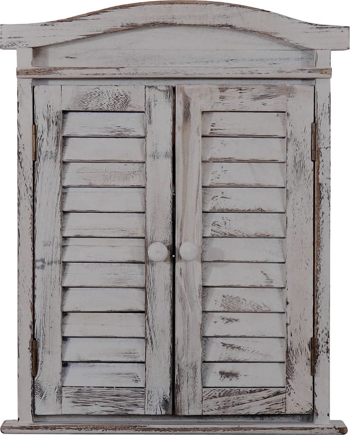 Wandspiegel raam met luiken 53x42x5cm ~ grijs shabby