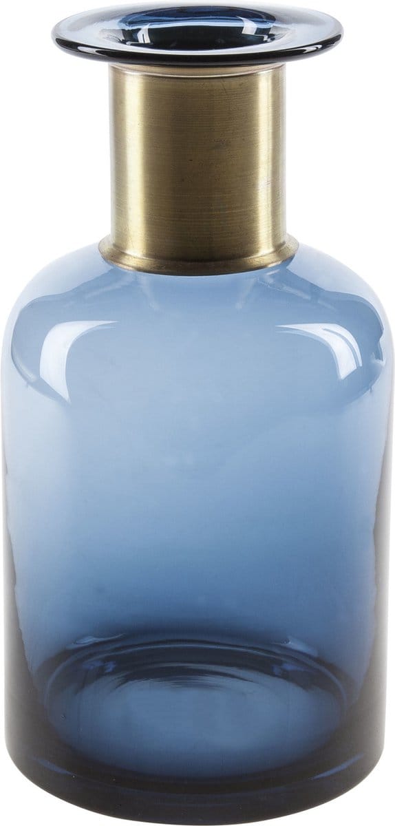 Flesvaas glas donkerblauw 12 x 23 cm - Vazen van glas