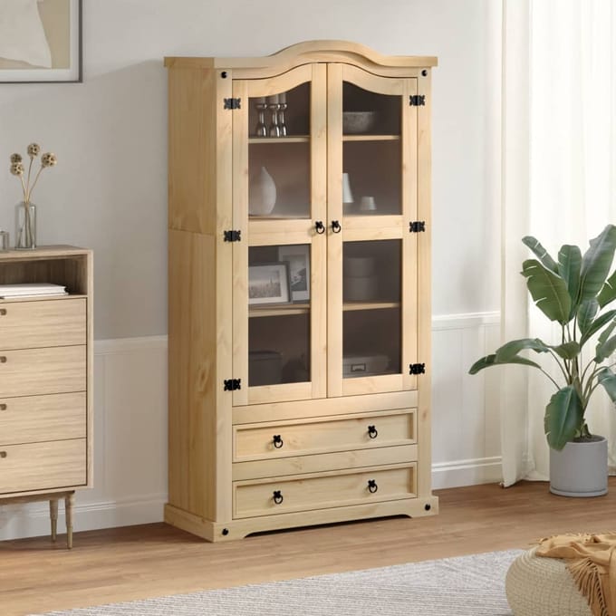 vidaXL - Vitrinekast - Corona - 99x43x187 - cm - massief - grenenhout