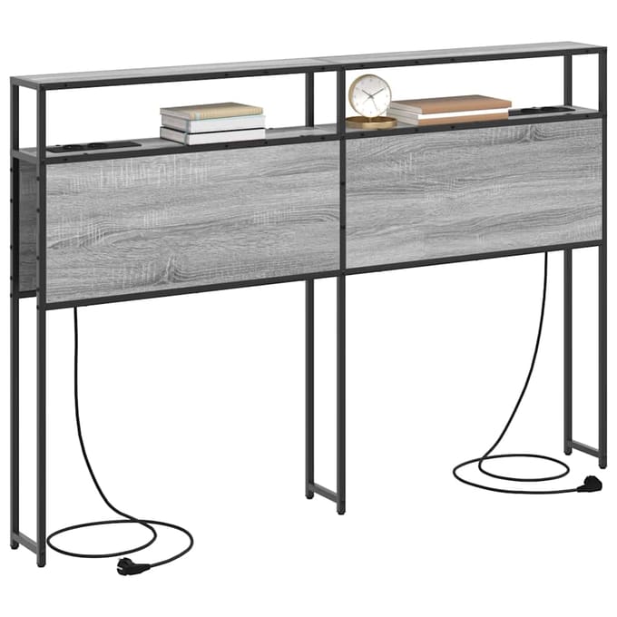 vidaXL - Opberghoofdbord - met - opslag - Grijs - sonoma - Bewerkt - hout
