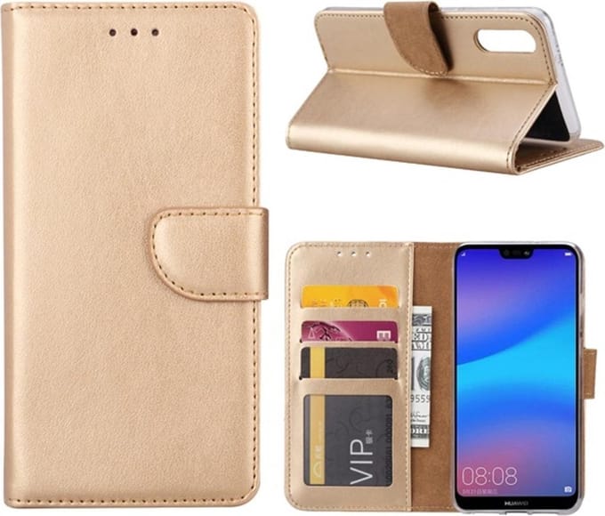 Bookcase Geschikt voor: Huawei P20 - Goud - portemonnee hoesje