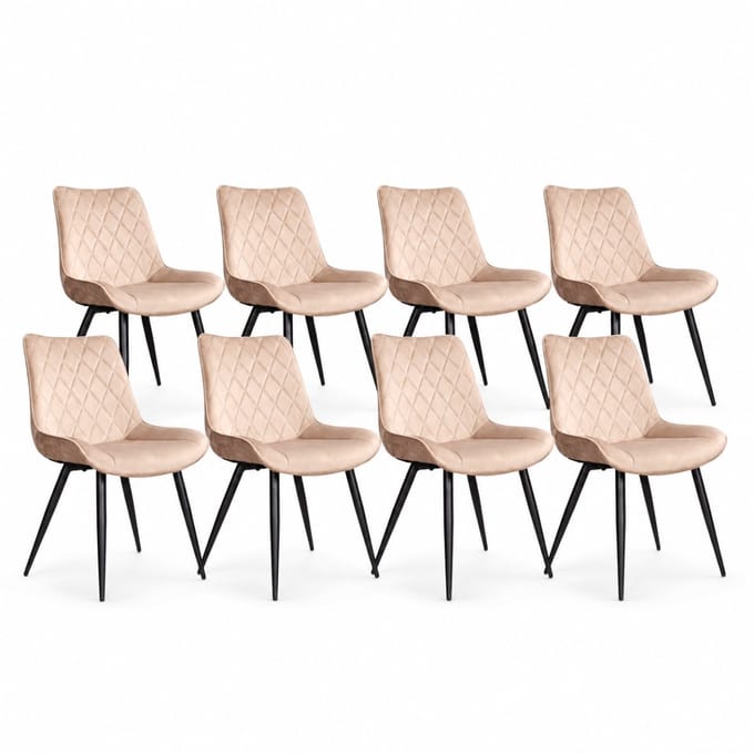 DS4U® - Benito eetkamerstoel - Set van 8 - Champagne - Velvet