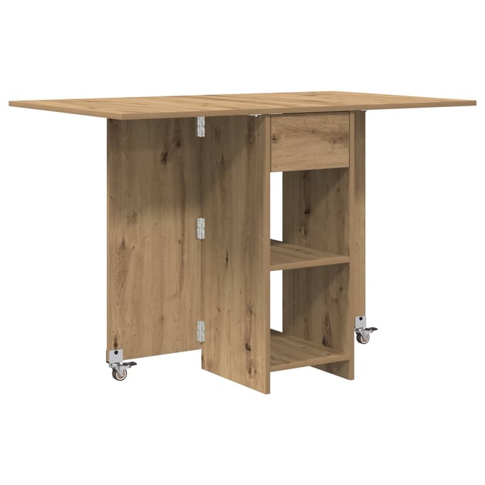 vidaXL - Eettafel - 115 - x - 70 - x - 75 - cm - Bewerkt - hout - Artisanaal - eiken