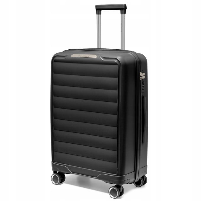Puccini Turijn Middelgrote Koffer Zwart 65cm Polypropyleen 4 Wiel TSA Slot
