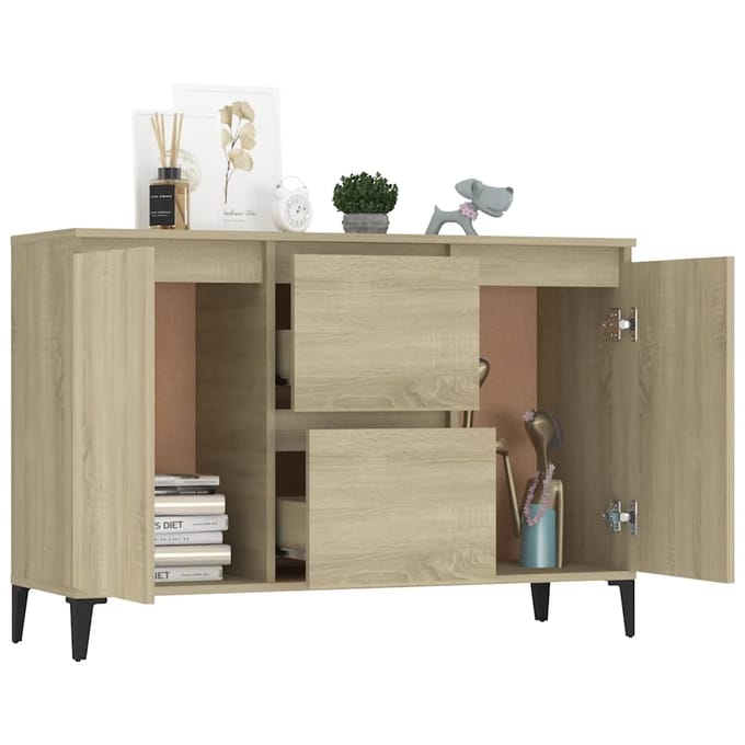 vidaXL - Dressoir - 102x35x70 - cm - bewerkt - hout - sonoma - eikenkleurig