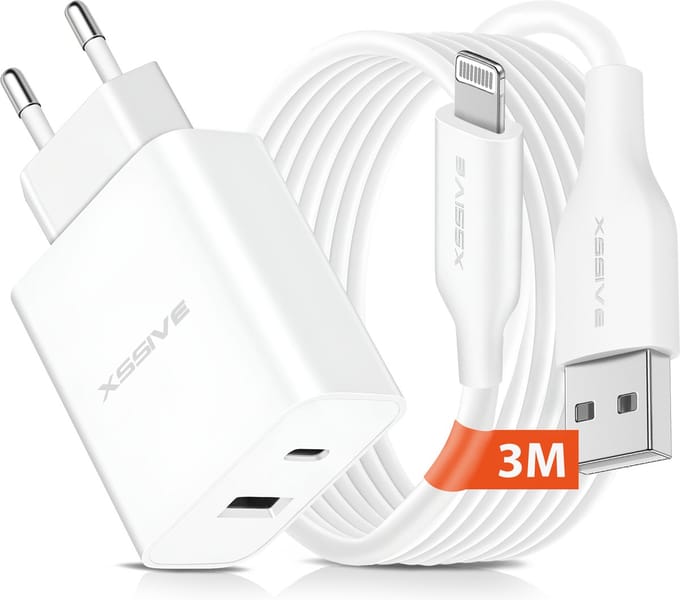 USB en USB C Oplader Set - 3 Meter - Geschikt voor iPad, iPhone en AirPods met Lightning aansluiting