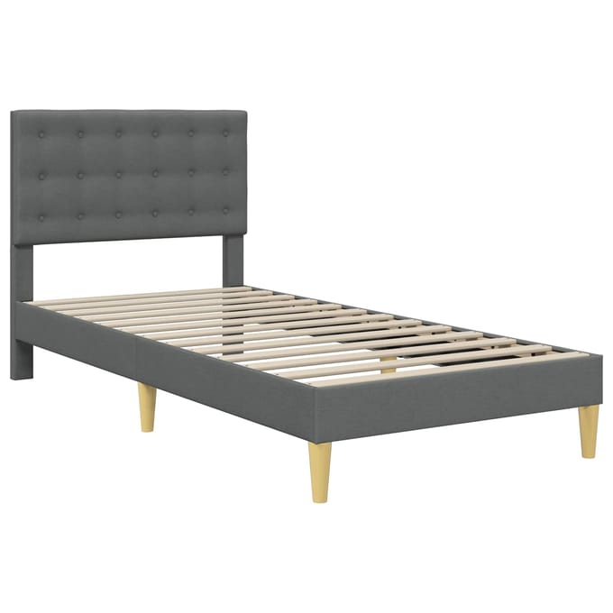 vidaXL - Bedframe - met - hoofdeinde - Donkergrijs - 90 - x - 200 - cm - Stof
