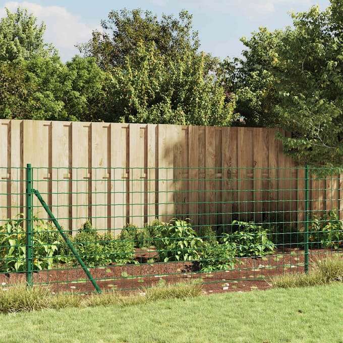 vidaXL - Draadgaashek - met - grondankers - 0,8x25 - m - groen