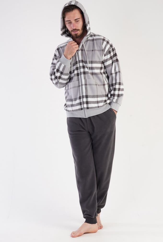 Vienetta - Fleece Heren Pyjama Set, Lange Mouwen - S