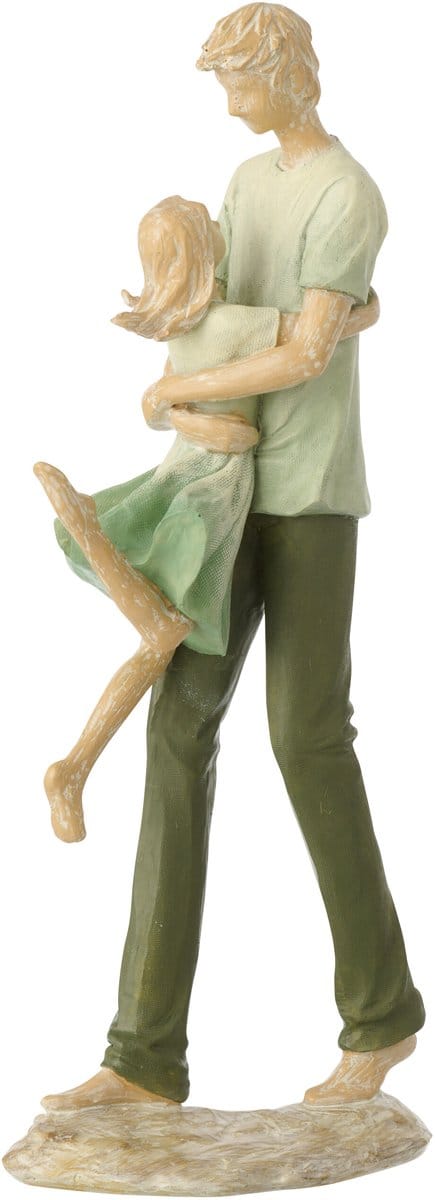 J-Line decoratie Vader + Kind - polyresin - groen/ecru