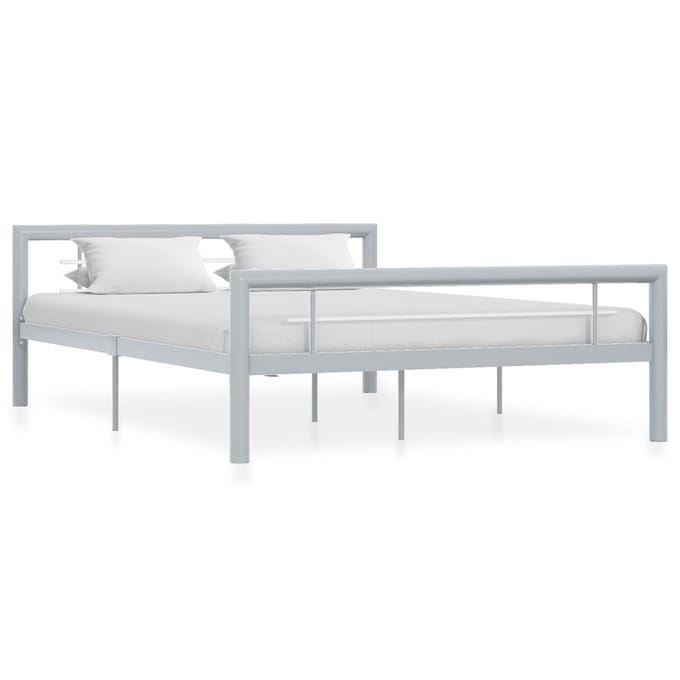 vidaXL - Bedframe - metaal - grijs - en - wit - 120x200 - cm