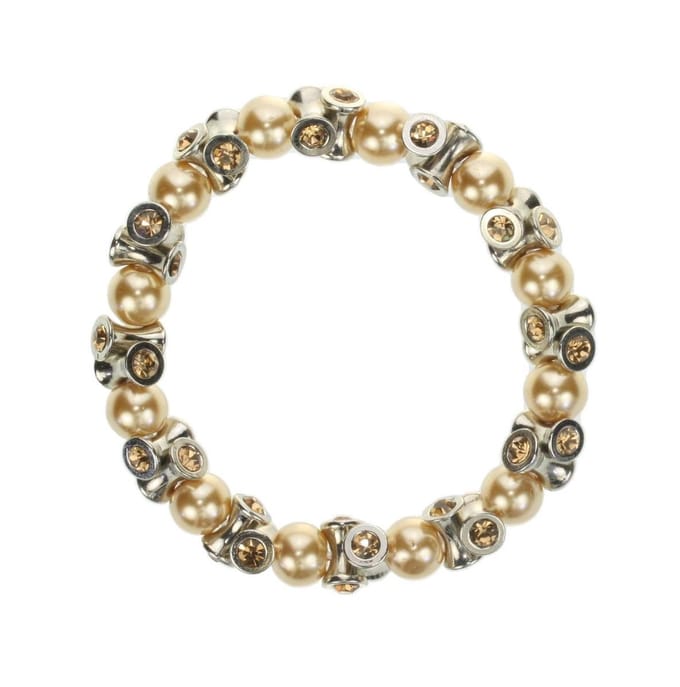 Behave - Rekarmband champagne parels steentjes - elegante look