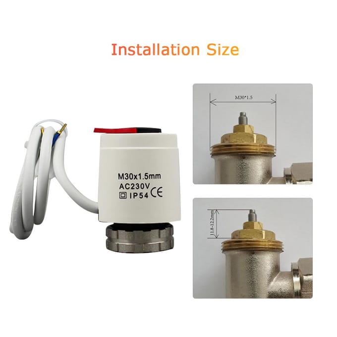 Thermische actuator AC 230V Normaal gesloten Elektrische actuator M30 * 1.5 Draad voor Vloerverwarming Thermostaat wit