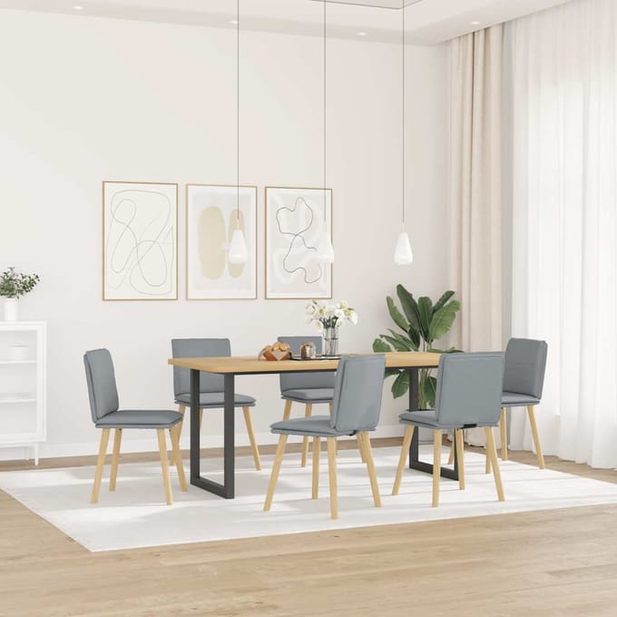 vidaXL - Eetkamerstoelen - 6 - st - stof - lichtgrijs