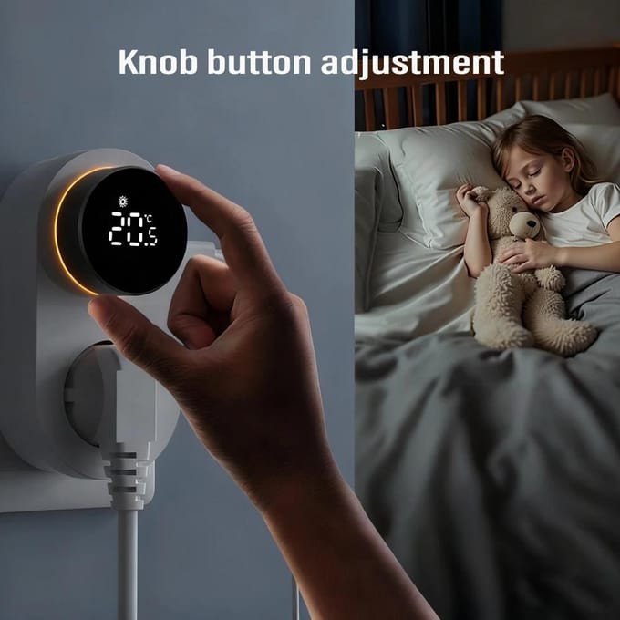 Draaibare Temperatuurregelaar Timer Stopcontact EU Thermostaat met Temperatuursensor Digitale Thermostaatschakelaar Verwarmings- Koelregeling wit