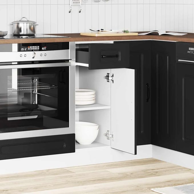 vidaXL - Onderkast - Kalmar - bewerkt - hout - zwart