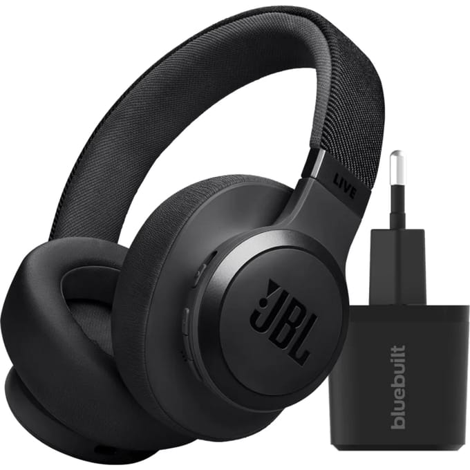 JBL Live 770NC Zwart + BlueBuilt Quick Charge Oplader met Us
