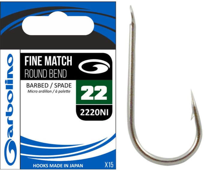 Garbolino Fine Match Round Bend Spade-Barbed (15 pcs) - Maat : 20