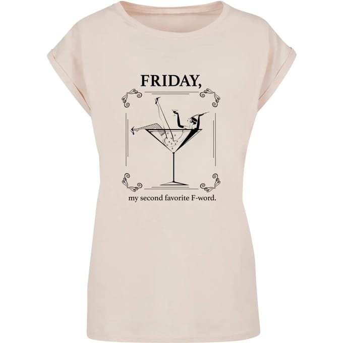 Mister Tee - FWord Extended Shoulder Dames Tshirt - 5XL - Creme