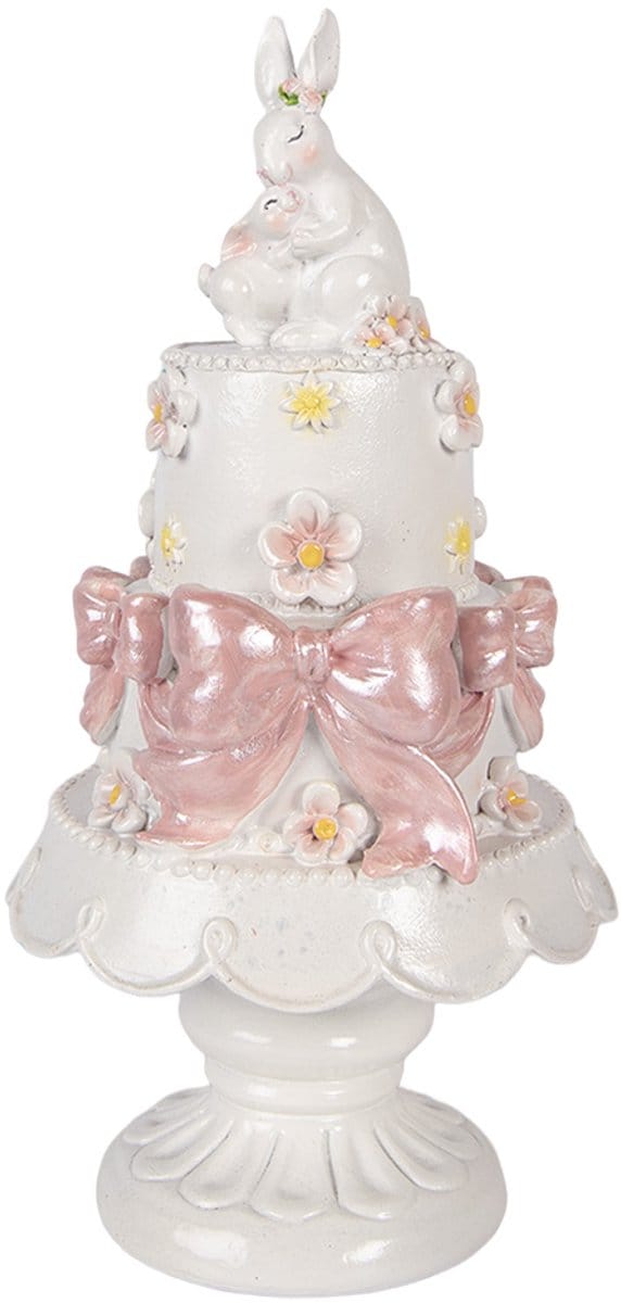 Clayre & Eef Decoratie Beeld Taart Ø 15x29 cm Wit Kunststof