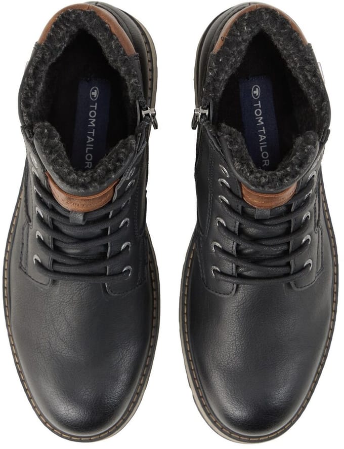 Tom Tailor - Waterdichte enkellaarsjes met vetersluiting - Maat 41 - black